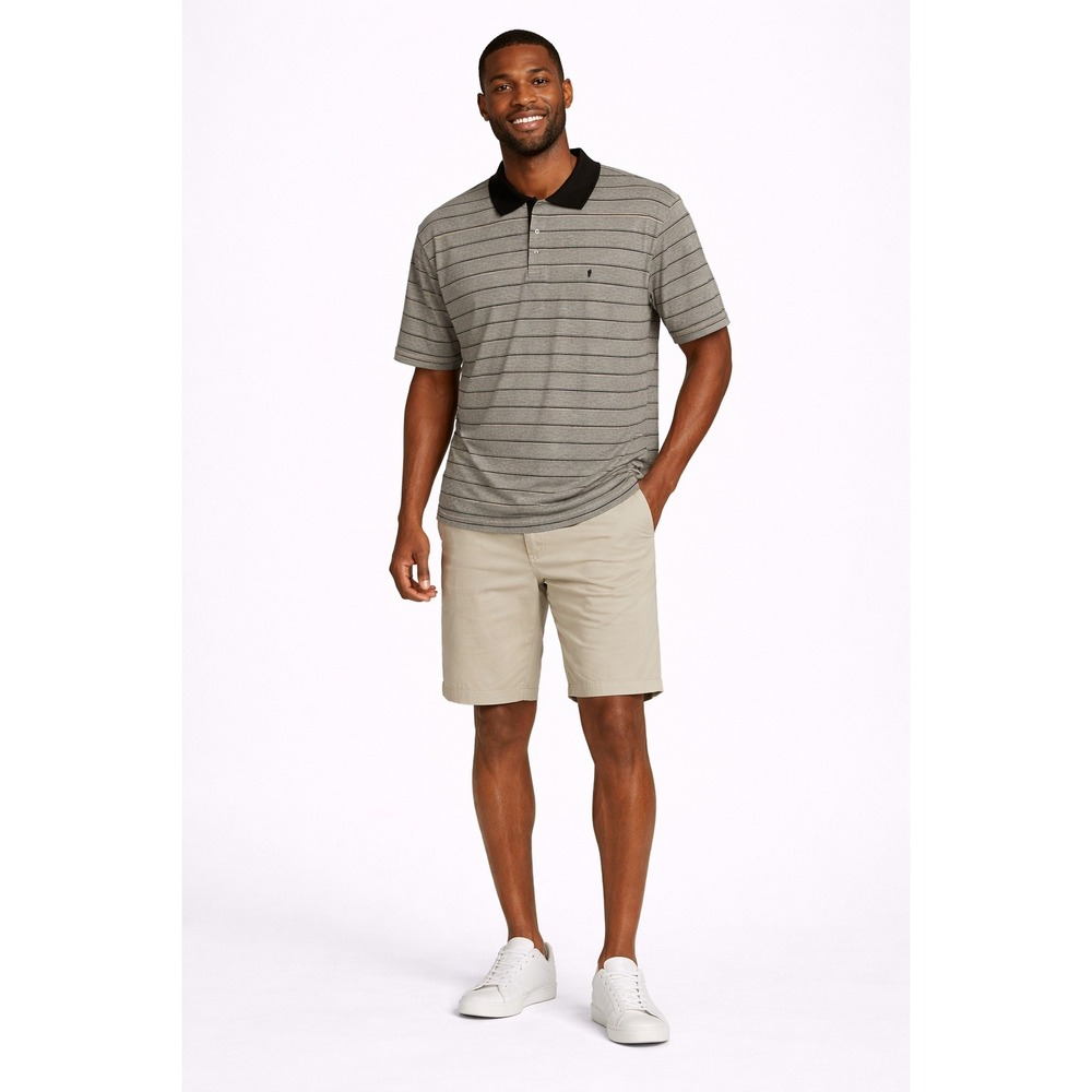 Pierre Cardin XXL Mens Striped Polo Shirt Grey Black Blue‎ Short Sleeve